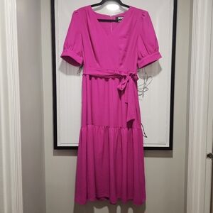 DKNY Vibrant Pink Midi Dress